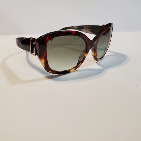 Burberry Tortoise Multicolor Black Frame Gray Lens Buckle Italy Sunglasses